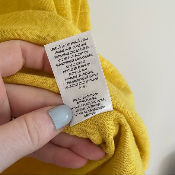 Anthropologie Maeve Horizon 100% Linen Yellow Twist Open Back Top Shirt XL - Picture 7 of 11